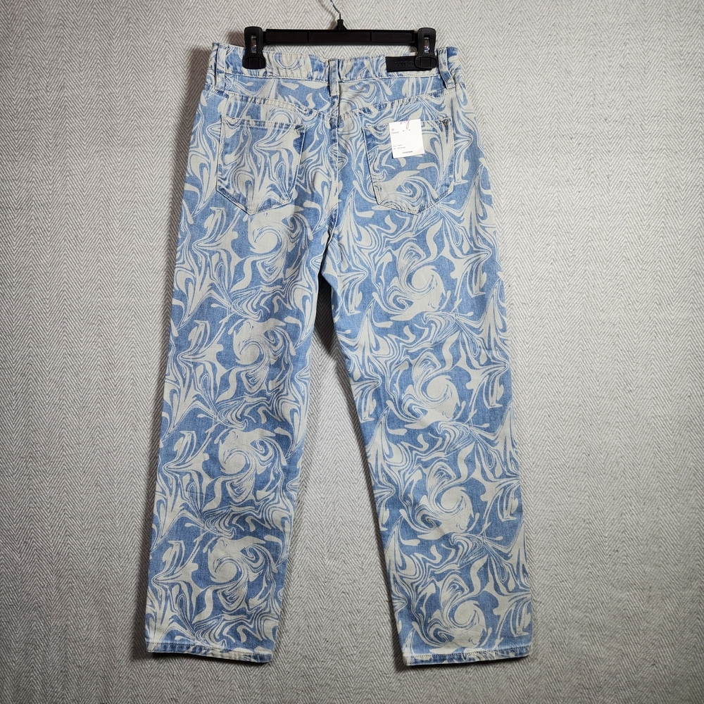 Vigoss Womens Slim Straight Size 27 Light Blue and White Swirl Patterned Jeans - Picture 2 of 10